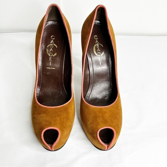 Casadei Suede Peep Toe Heels - Picture 2 of 6